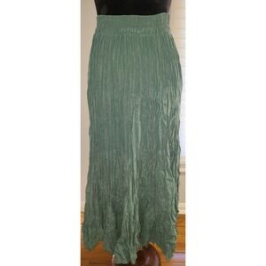 Longhorn Sage Green Maxi Crinkle Skirt Sz Small Maxi Long Western BoHo Prairie